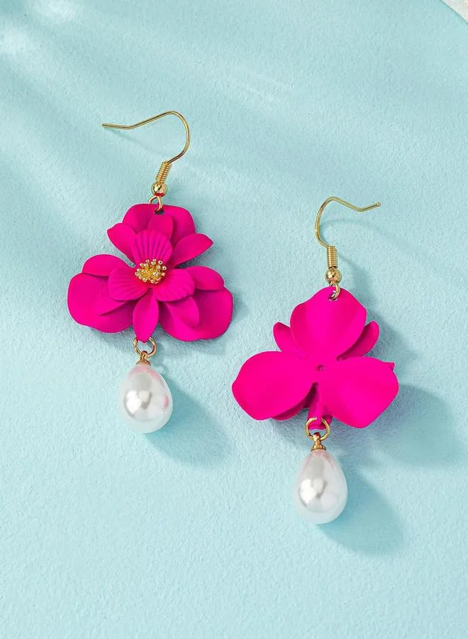 Take Two  Women 3D Flower Faux Pearl Dangle Earrings for Women | Best Price UAE